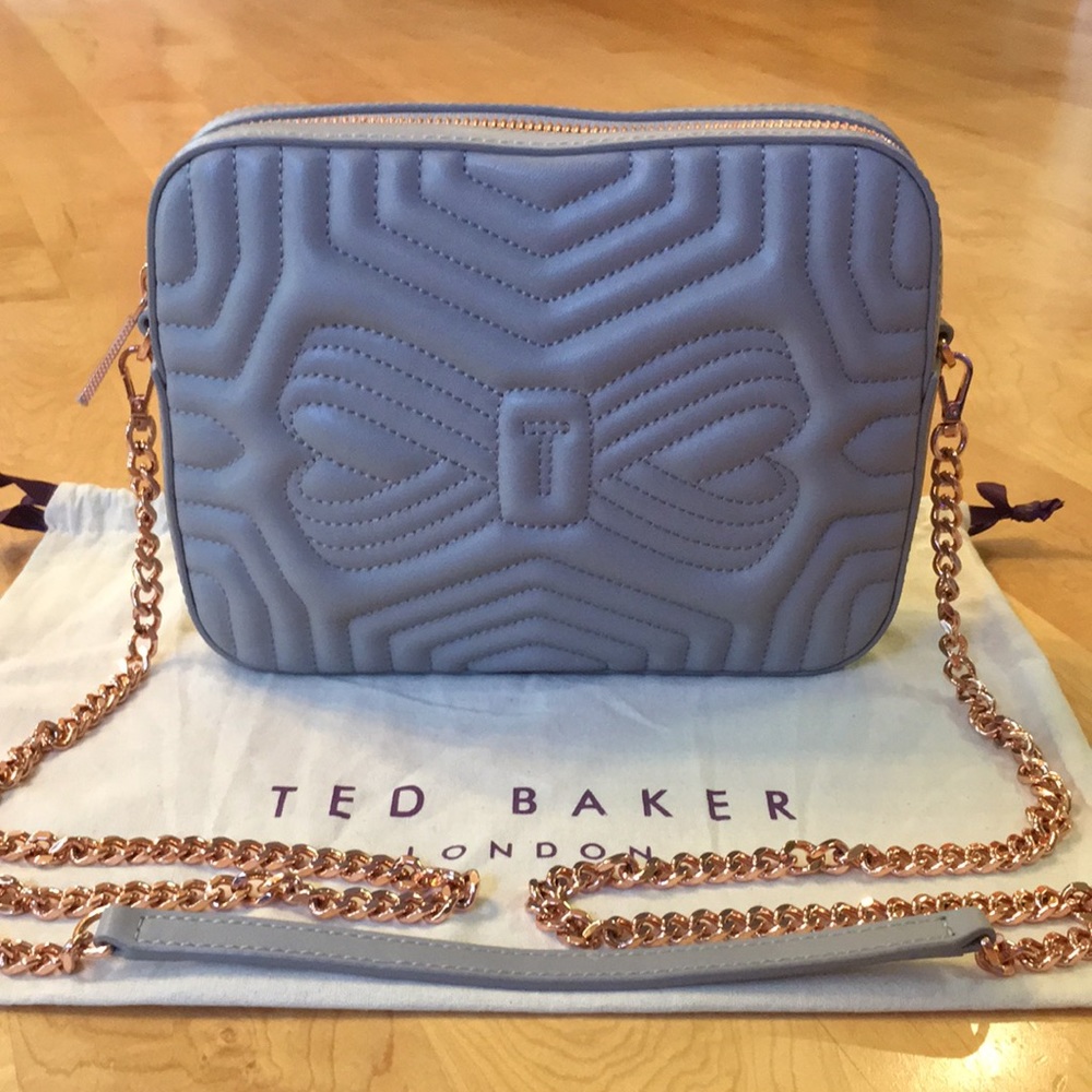TED BAKER Quilted Camera Bag Charcoal Leather Crossbody